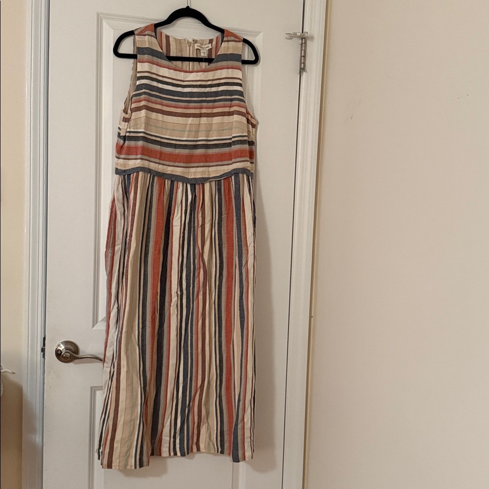 New Coldwater Creek striped linen blend dress sz 14